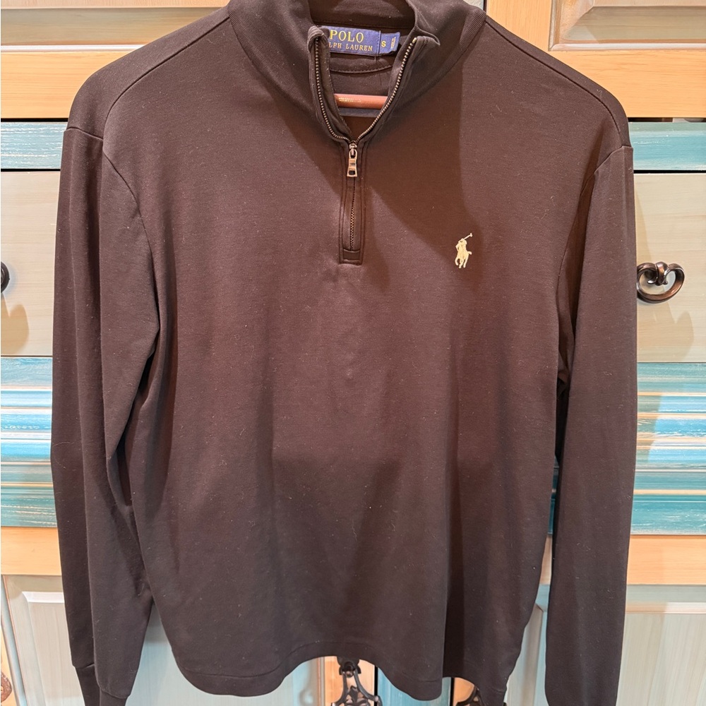 Polo Ralph Lauren Black Cotton Quarter-Zip Pullover